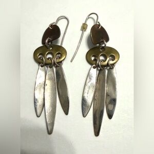 Robert Lee Morris Modernist Ster Silver Copper Brass Dangle Earrings RLM Studio